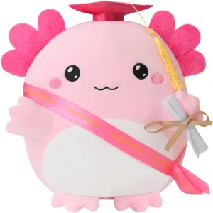 lava Diploma Cap Decorations for Graduator, Graduation Party (Pink,10 inch) Graduation Axolotl Stuffed Animals, Lovely Axolotl Plush Graduation Gifts with Grad 