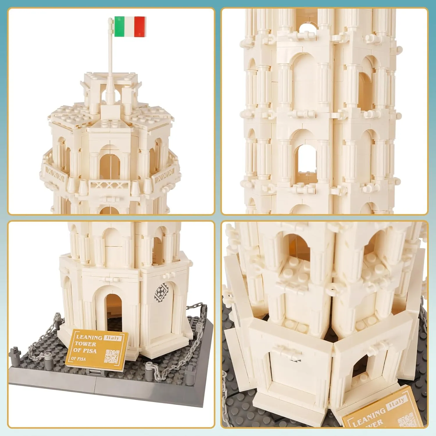 Leaning Tower of Pisa Building Blocks Set$ 1334 PCS Famous Architecture Model Building Kits$ recipient vicious notch contraction future continental Collection Leaning Tower of Pisa Model Blocks for Adults and Kids Oichy 