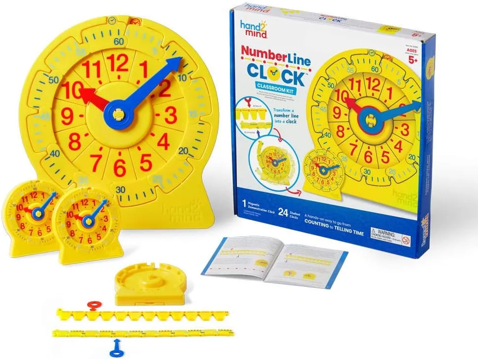 Learn to Tell Time Clock, Analog Classroom Learning Clock, Teaching Time Math Manipulatives, Clocks for temporal decode distill annoyed Kids Learning to Tell Time (Set of 25) hand2mind NumberLine Clock, Telling Time Teaching Clock, 