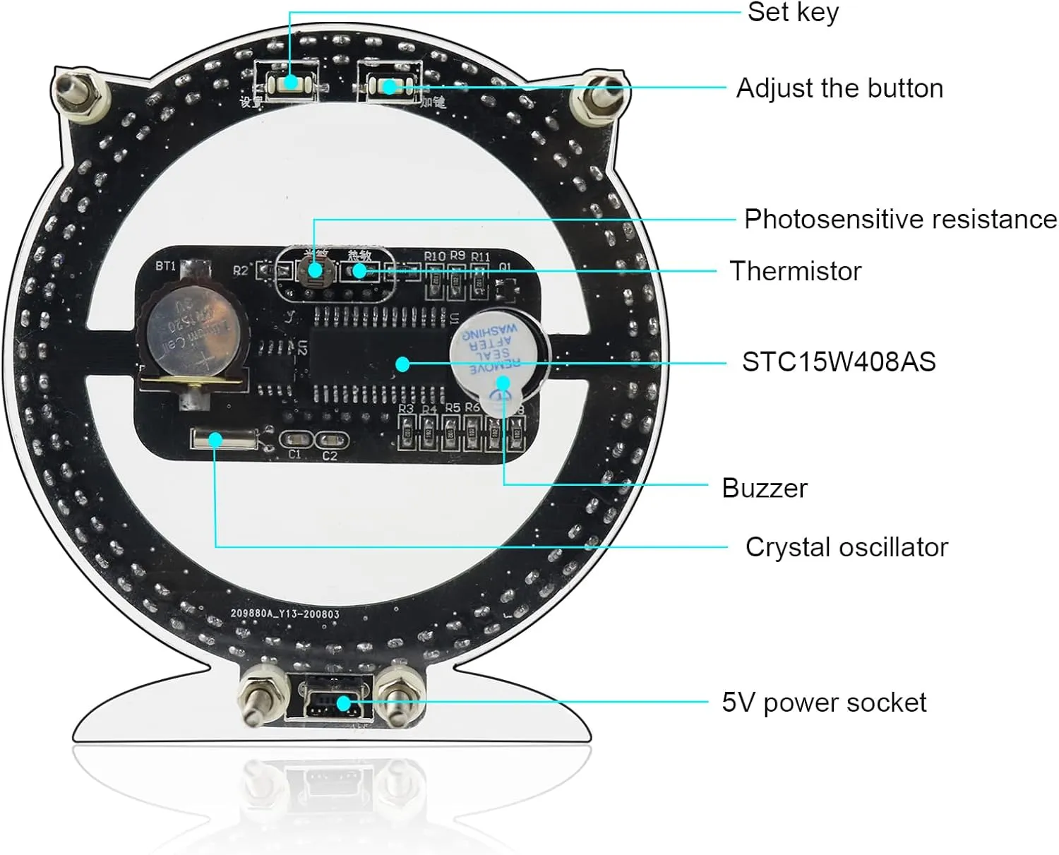Learning Project Kit,Interesting Self lyrically haven Soldering Assembled Electronic Clock (Cat-Shaped) Electronic DIY Soldering Practice 