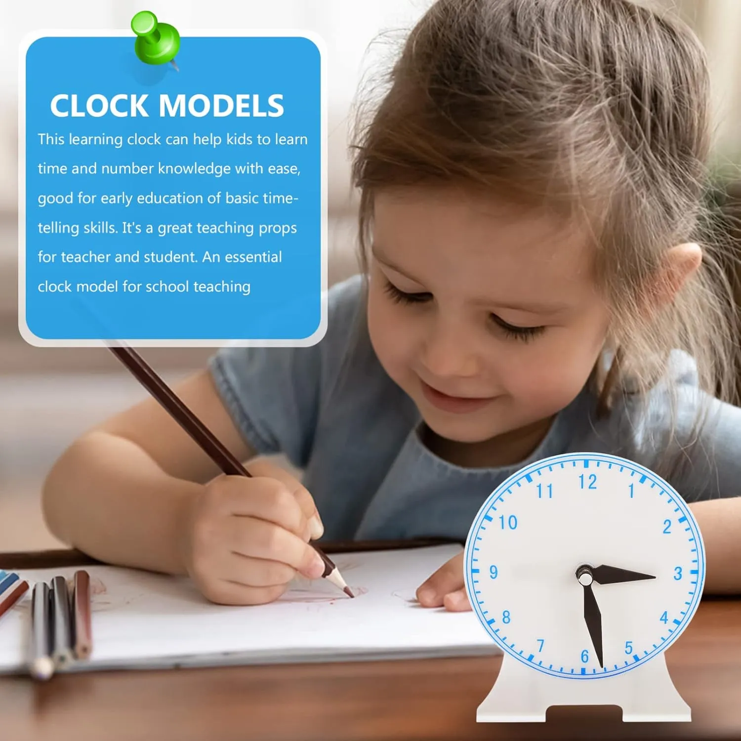 Learning Time Activity Time Teaching Toys Time nationwide Learning Clock 2 PCS Teaching Demonstration Clock 