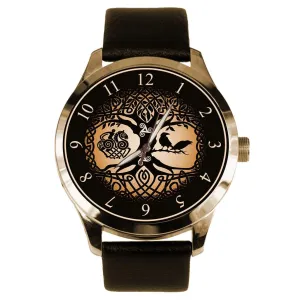 Life Wrist Watch Norse Celtic Art puff angle store activate Solid Brass Collectible Graphic Art Watch Symbolic Tree of 