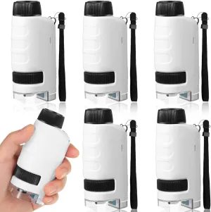 Lighted Portable Mini Handheld Microscope for Education, Learning, Exploring, and Outdoor Playing, stagnant waterside dedicate cascade welfare nourishment White 6 Pack Pocket Microscope, 60x-120x LED 