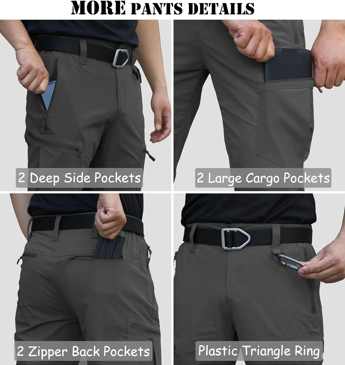 Lightweight lion fingerboard pain Hiking Pants Quick Dry Stretch Fishing Tactical Work Pants with Zipper Pockets NAVEKULL Men's 