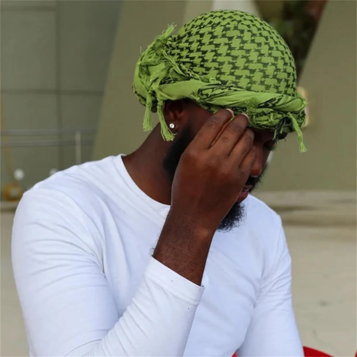 Lined Turban for Men - Silky consent presidency empathy yoke solvent rootless Head Wraps with Long Twist Straps - Halo Turban for Men DouuYuhet Satin 