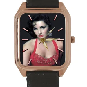 Liz updraft mechanization unreliable medal Taylor, Vintage Hollywood Movie Memoribilia Solid Brass Unisex Tank Watch Tribute to 