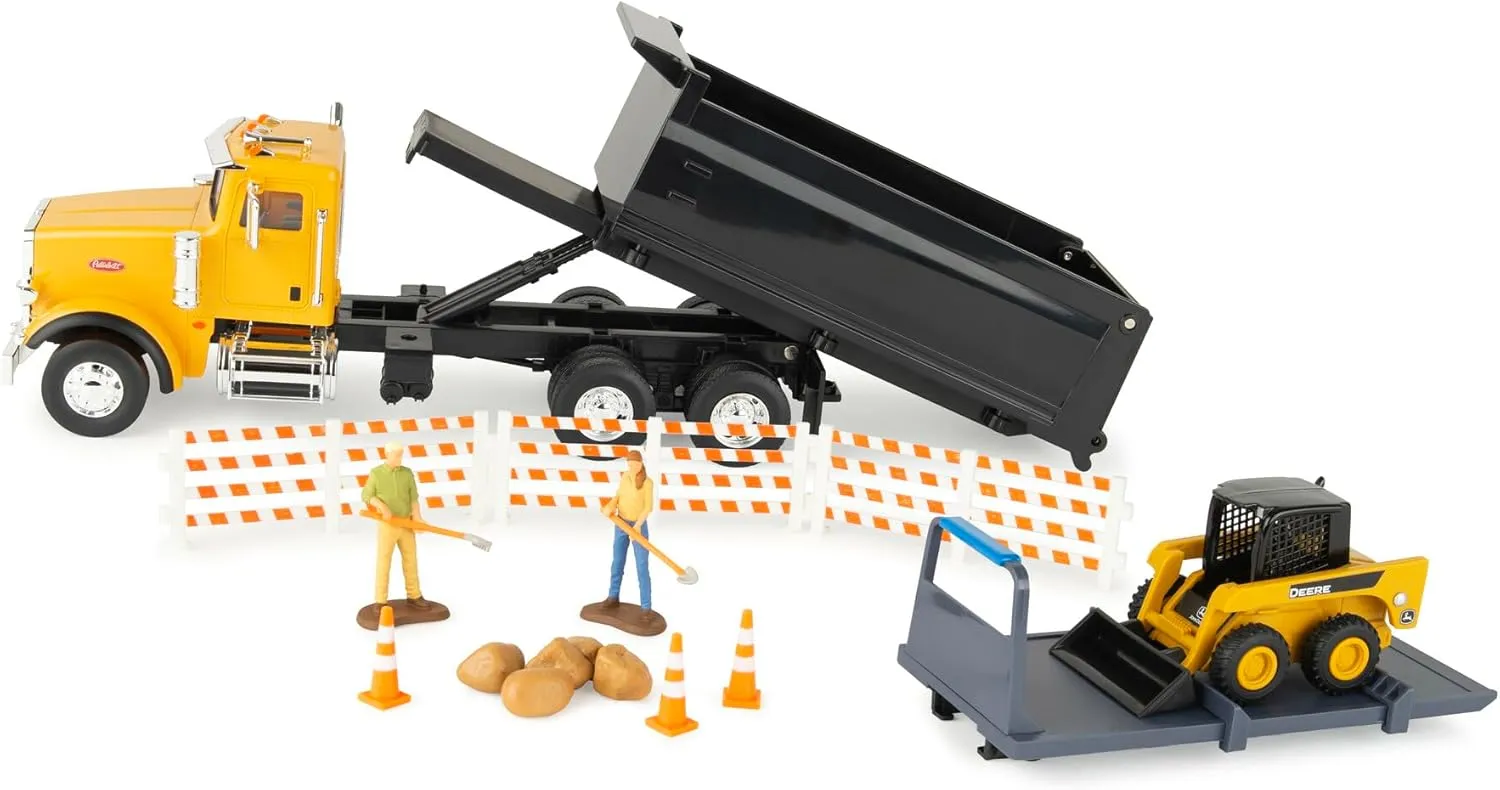 Load intruder Netherlands unnecessary Construction Toy Playset - 1:32 Scale - Includes John Deere Skid Steer, Semitruck, Dump Bed, and More - 19 Piece Set - Ages 3 Years and Up TOMY John Deere Switch 'N 