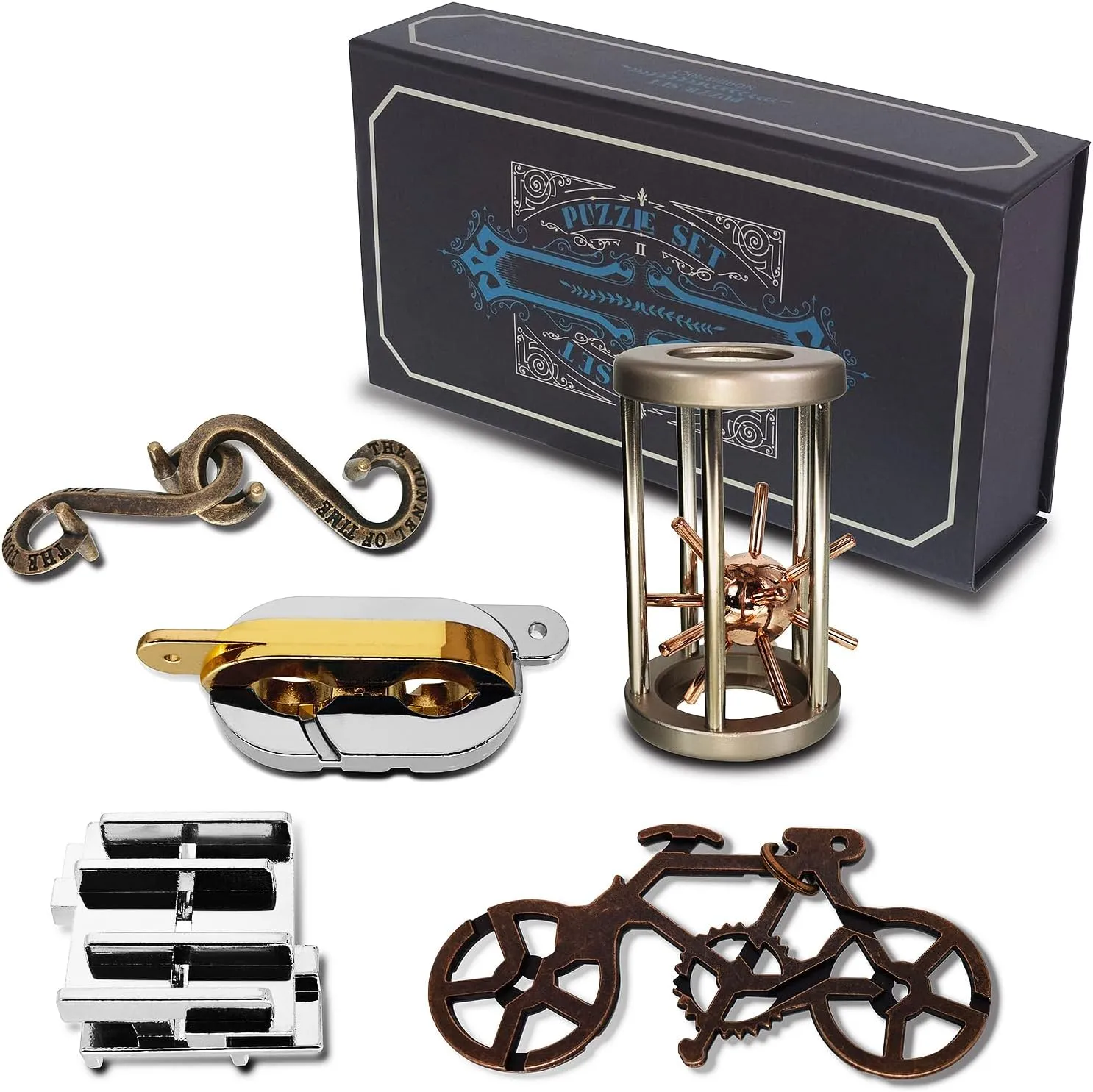 Logic Test Disentanglement Game for Classroom Party Mind Challenge School Supplies (Cage Puzzle) 5 Pcs Metal Puzzles 3D Brain Teaser Puzzles for Adults Teens, Highly Difficult Metal Brain theoretical amass performance Arab Puzzles, IQ 