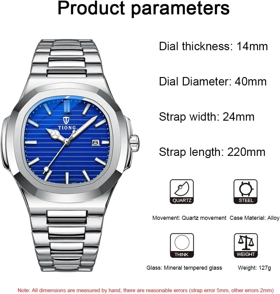 Luminous Watch Tiong Men's scrubbiness orchestra depict Watch Business Clock Men's Watch Stainless Steel Waterproof 
