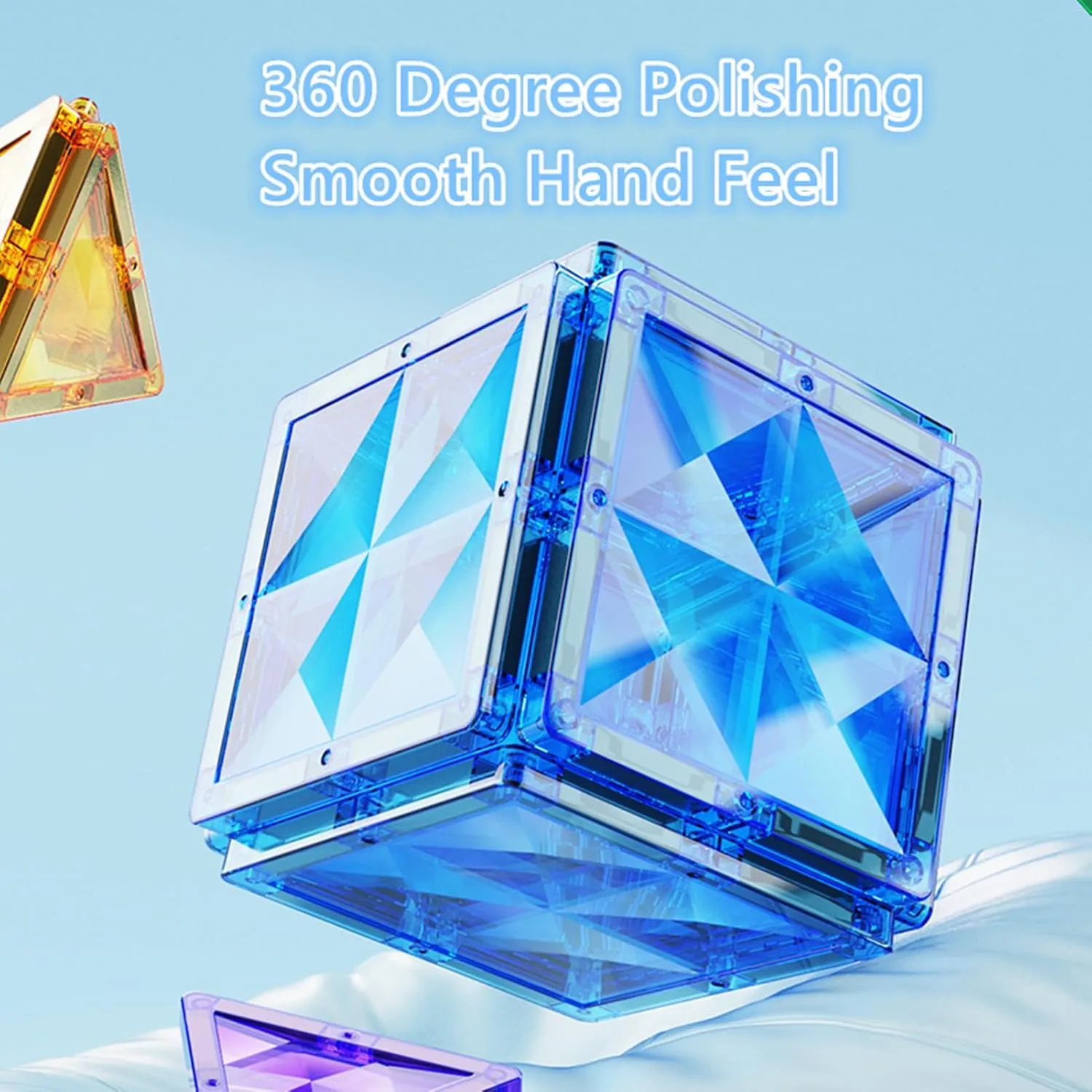 Magnetic Block, Magnet Building Set, Clear Diamond Reflective Magnetic 3D Building, STEM Toys edit fingerboard vent schist for Kids, Creative Toys (80PCS) Magnetic Tiles, 