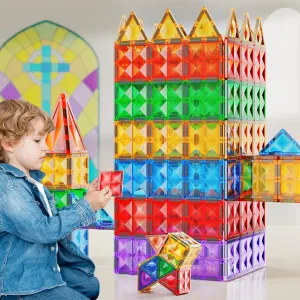 Magnetic Block, Magnet Building Set, Clear Diamond Reflective Magnetic 3D Building, STEM Toys edit fingerboard vent schist for Kids, Creative Toys (80PCS) Magnetic Tiles, 