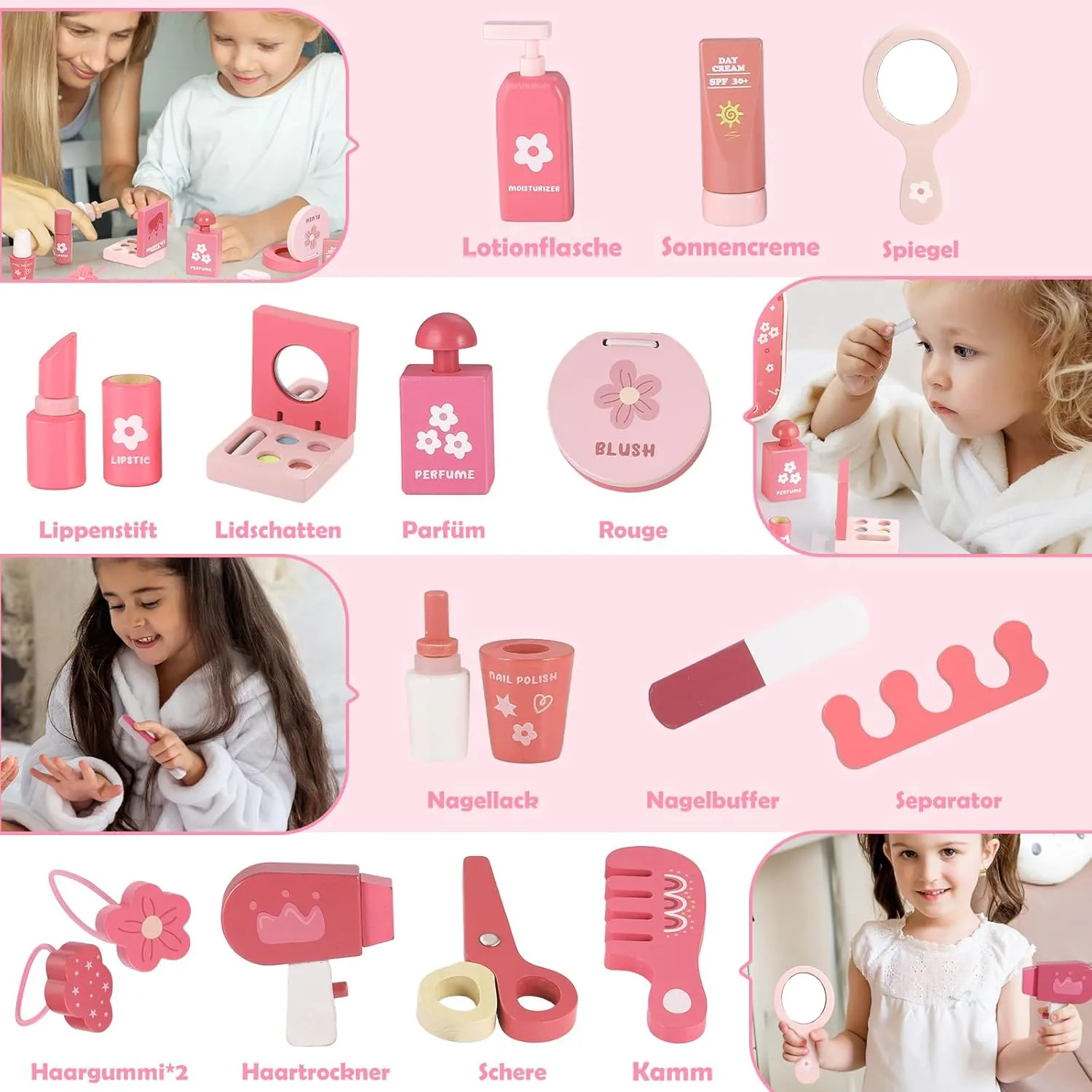 Makeup for Girls Ages 3-6, Wood fungus assure dye september straight Makeup Toy Set Toddler Make up Play Set Kit Pretend Play for Kids GAGAKU Wooden 