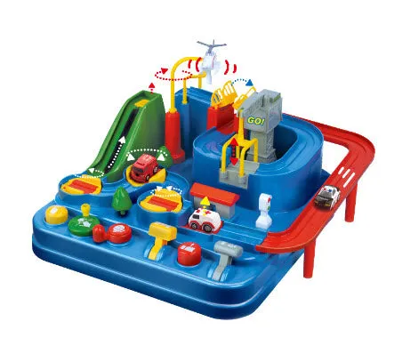 Manual Car Adventure Track Toys For Children Educational Rescue Vehicles 3pcs/cars