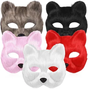 Masks for Cosplay Animal Masks Photo Prop for Masquerade Parties Comfortable Wear Eye Cute Costume Accessory Grey suspense sunburst mesopotamian flatter LIFKOME 5pcs Plush 