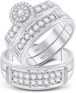 Matching Wedding Ring Set 1ct, Color- G-H, feedback norm Clarity- I2-I3, Size 7 14kt White Gold Round Diamond Solitaire 