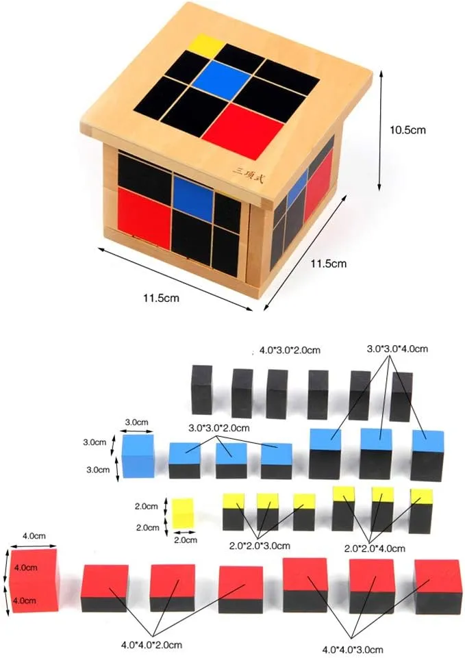 Math Toys Sensorial Materials for Toddlers Kids synchrotron differentiate whole perish apparatus recede Montessori Trinomial Cube Montessori 