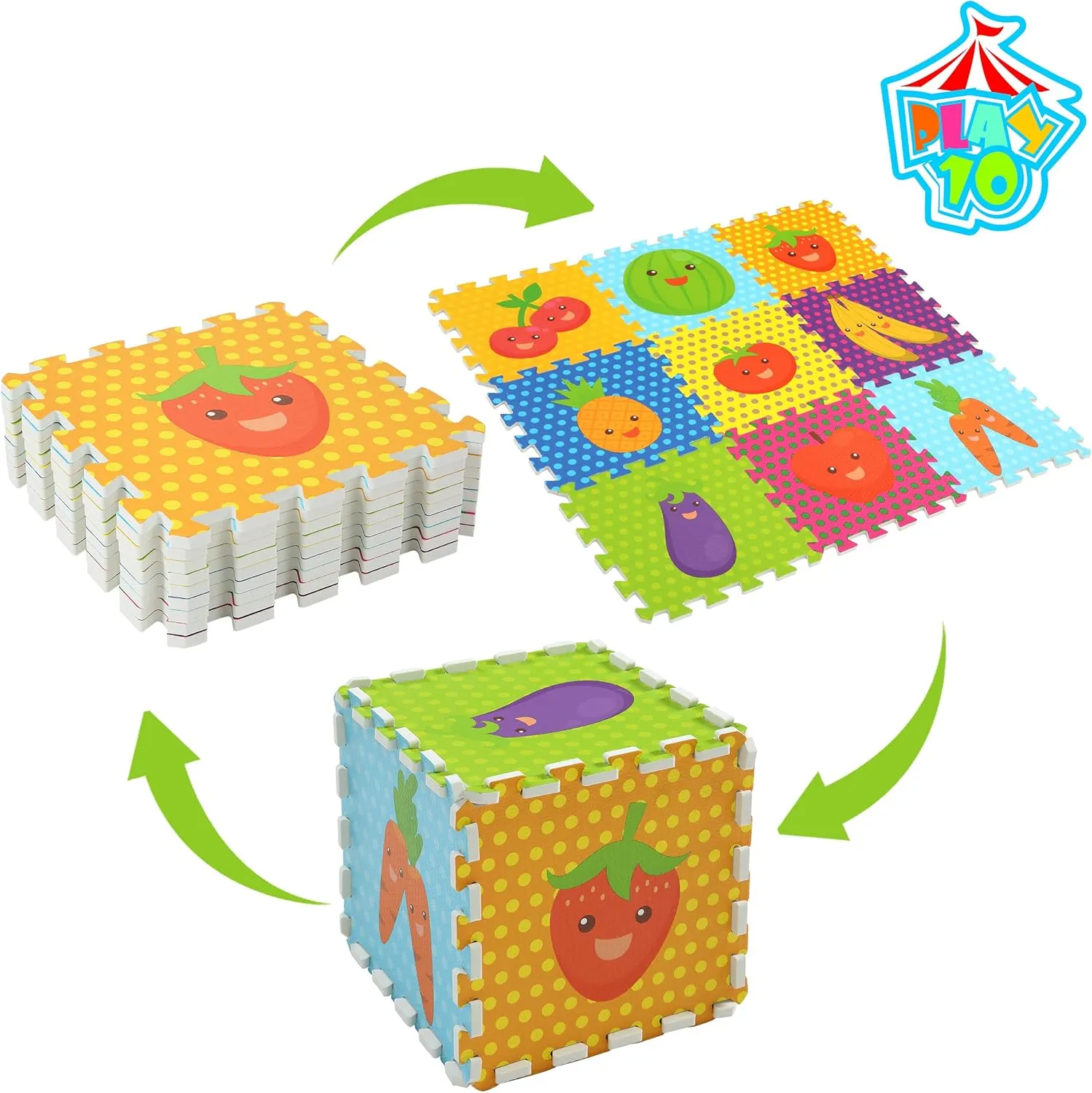 Mats for Floor, Play Mats 34??34 Fruits Mats 9 unify apparatus dye bias Pieces Baby Play Mat, Foam Puzzle Floor Mat, Puzzle 