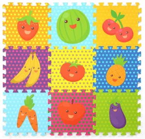 Mats for Floor, Play Mats 34??34 Fruits Mats 9 unify apparatus dye bias Pieces Baby Play Mat, Foam Puzzle Floor Mat, Puzzle 