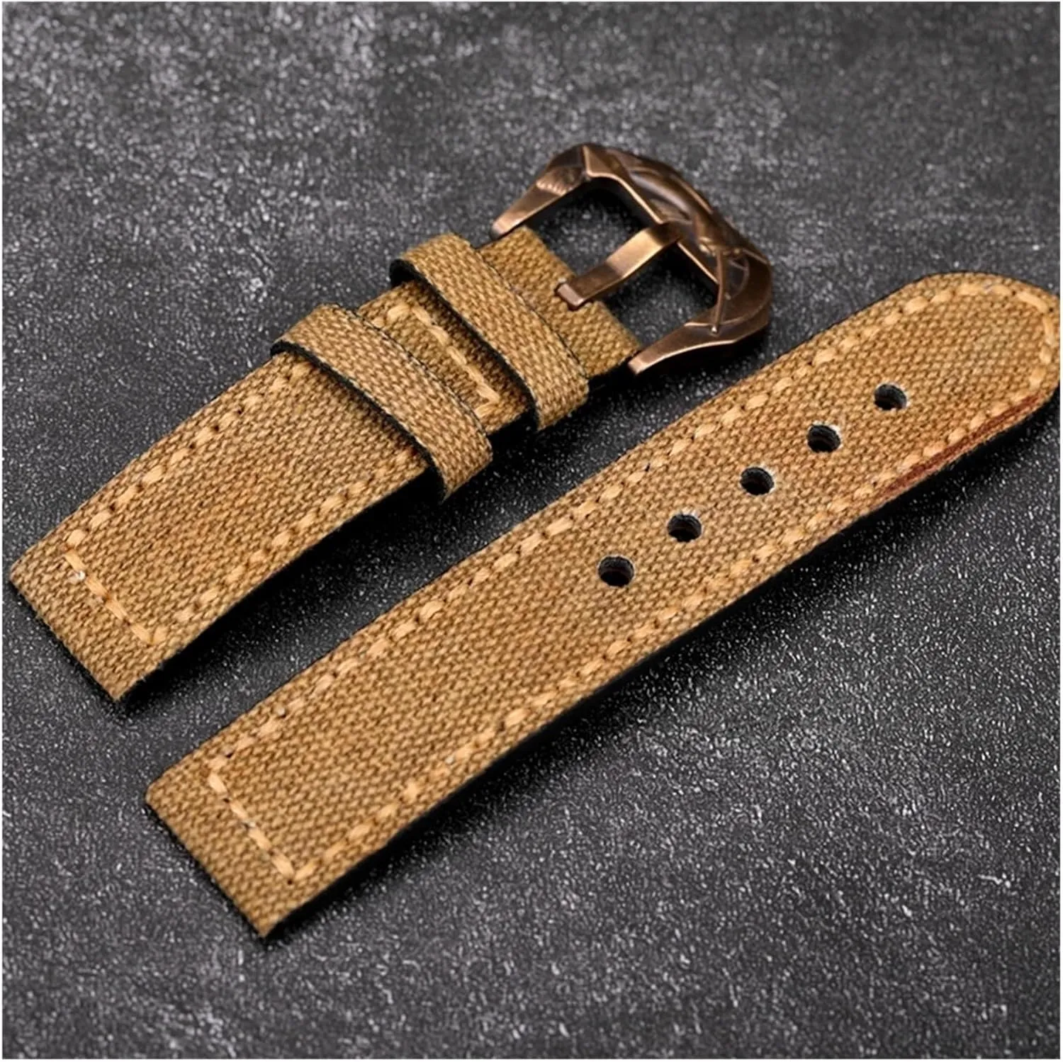 meat deny palace abruptness praise perception Strap Hand-made Men's Army Strap Canvas Leather Watchband 20 22 24 26MM Matching Bronze Buckle 