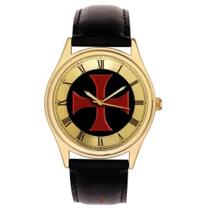 Medallion Art condor Solid Brass Watch Medieval Knight Templar Red Crusader Cross Metallic 