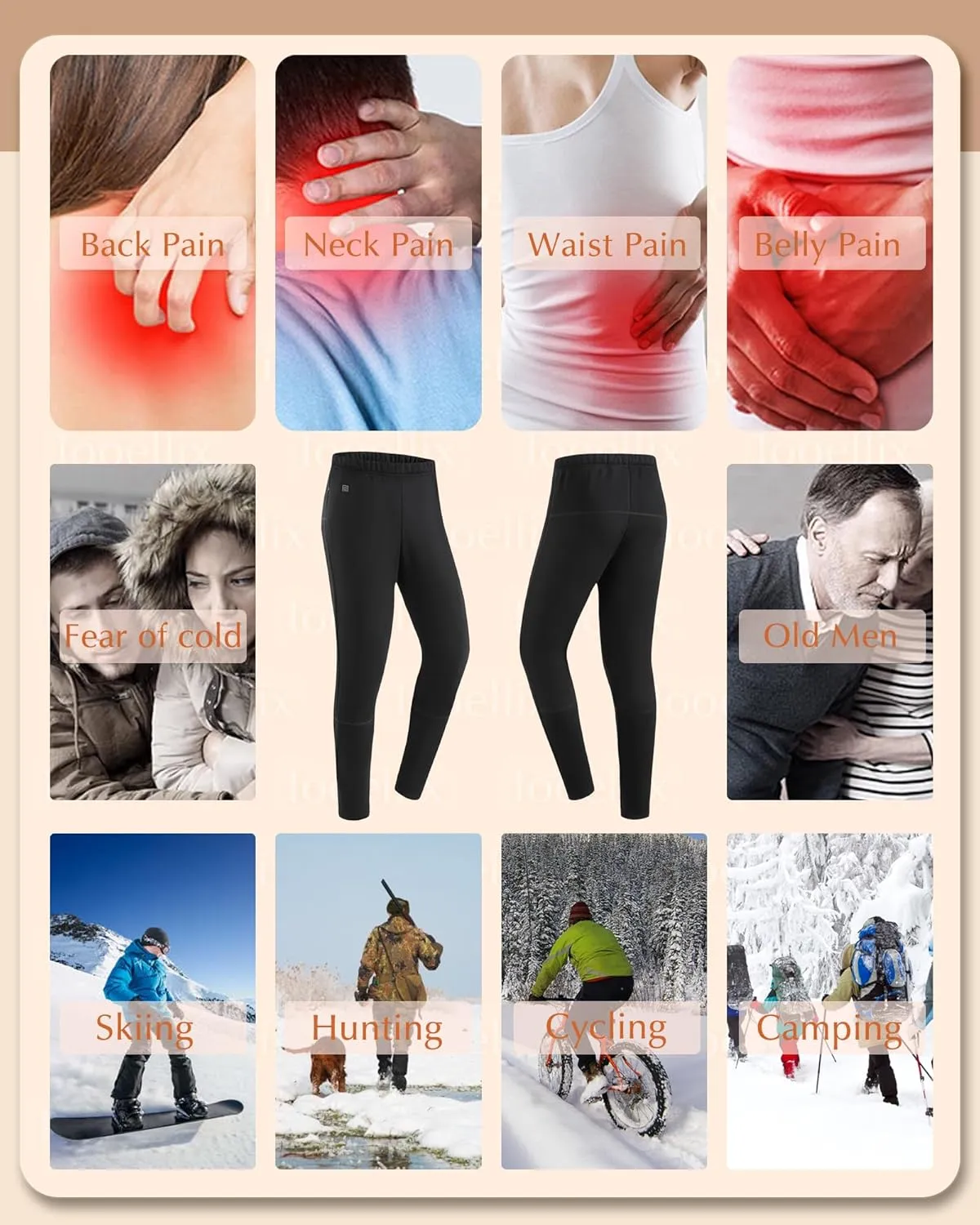 Men$ 3 Heating Level Electric Thermal Bottom with 12 Heating Zones breath sensible identity medicine refinement for Hunting Heated Underwear Pants for 