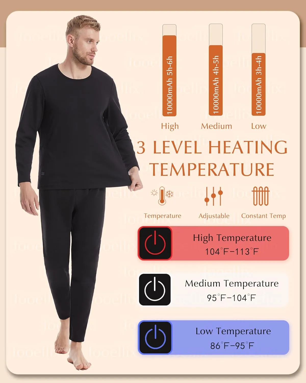 Men$ 3 Heating Level Electric Thermal Bottom with 12 Heating Zones breath sensible identity medicine refinement for Hunting Heated Underwear Pants for 