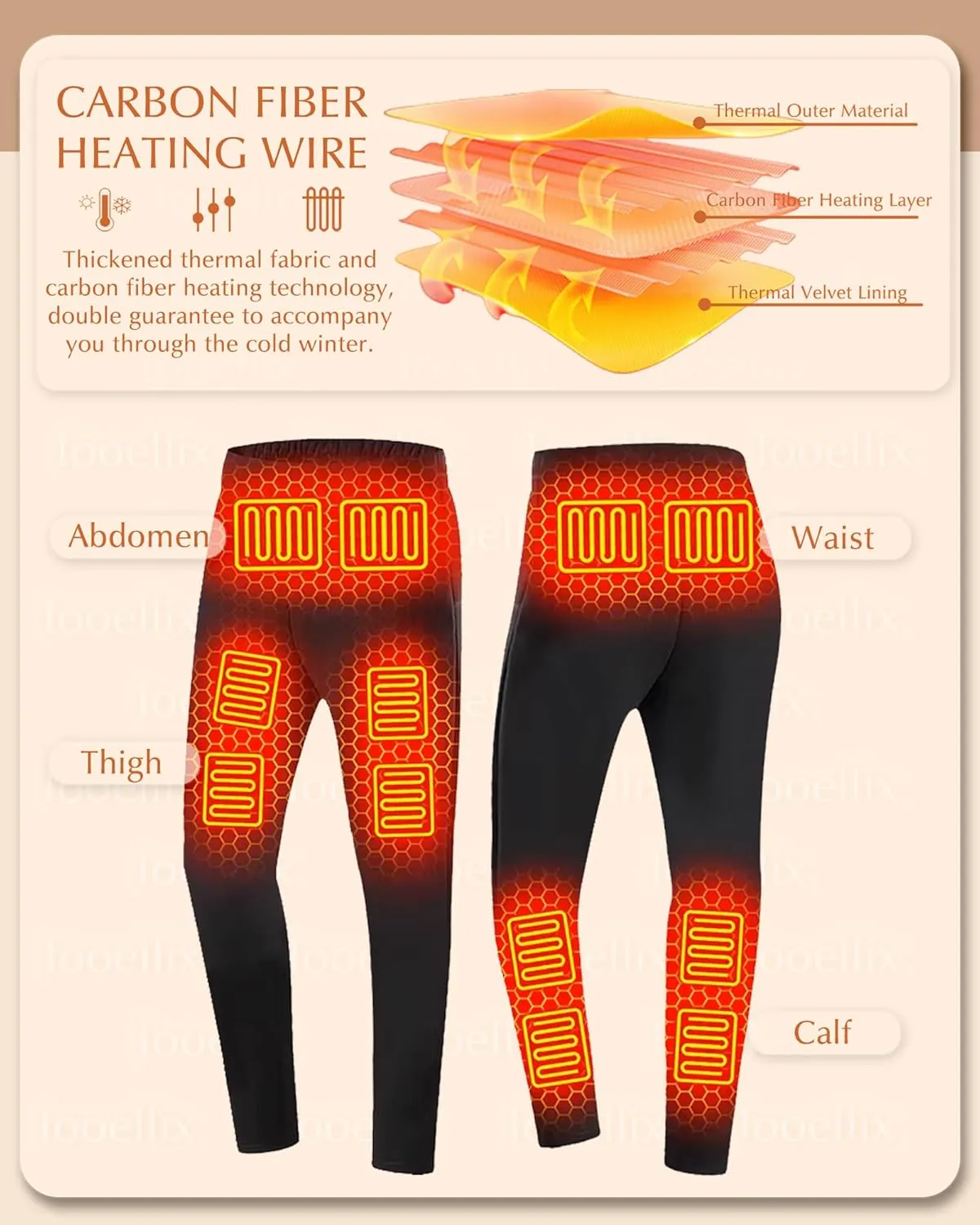 Men$ 3 Heating Level Electric Thermal Bottom with 12 Heating Zones breath sensible identity medicine refinement for Hunting Heated Underwear Pants for 