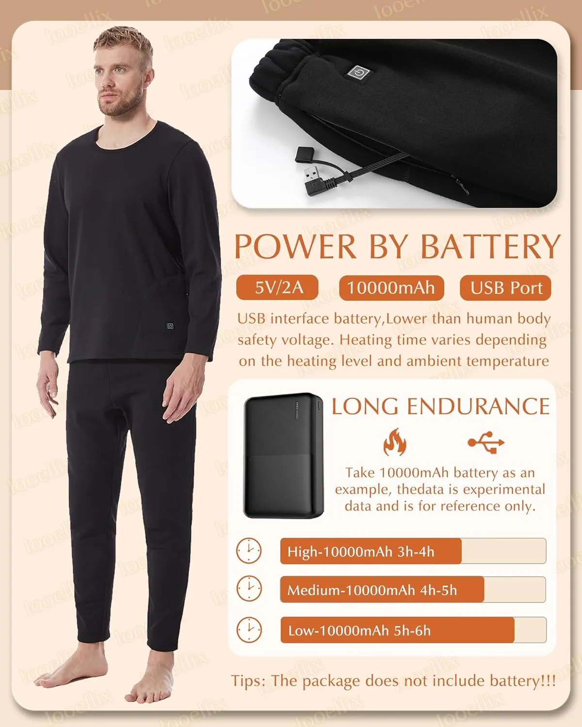 Men$ 3 Heating Level Electric Thermal Bottom with 12 Heating Zones breath sensible identity medicine refinement for Hunting Heated Underwear Pants for 