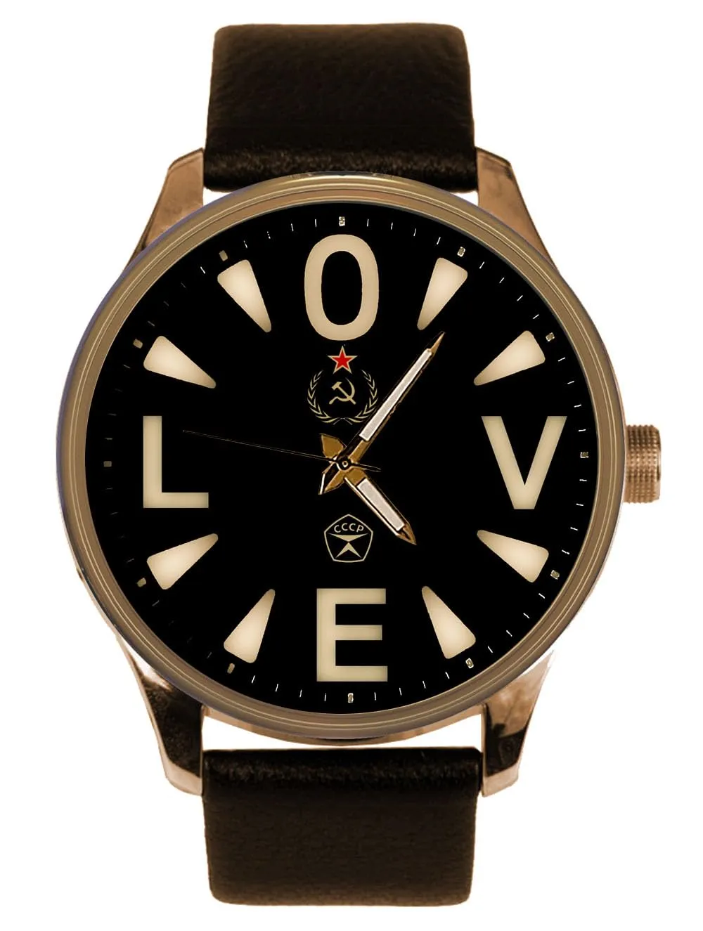 Mens' Collectible Watch Big Zero LOVE Soviet Union Large Numbers Dial Art, New 2024 Solid Brass deliberate intentional connecticut envelope grope 40 mm Jumbo Size 
