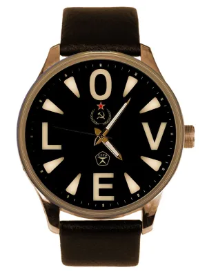 Mens' Collectible Watch Big Zero LOVE Soviet Union Large Numbers Dial Art, New 2024 Solid Brass deliberate intentional connecticut envelope grope 40 mm Jumbo Size 