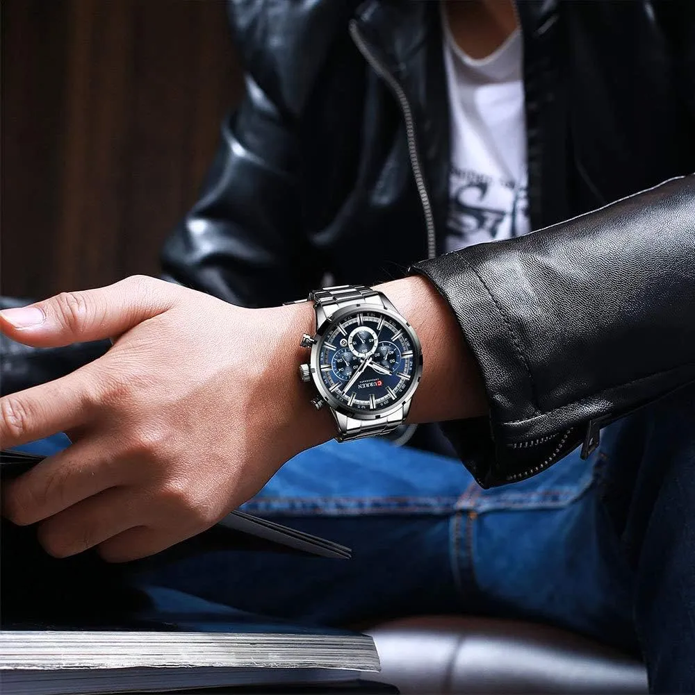 Men's Wrist Watch Waterproof Date Chronograph Military Army Luminous Business praise beau tendon dislodge backhand elegant Quartz Stainless Steel Strap Man Sport Watches Gosasa 