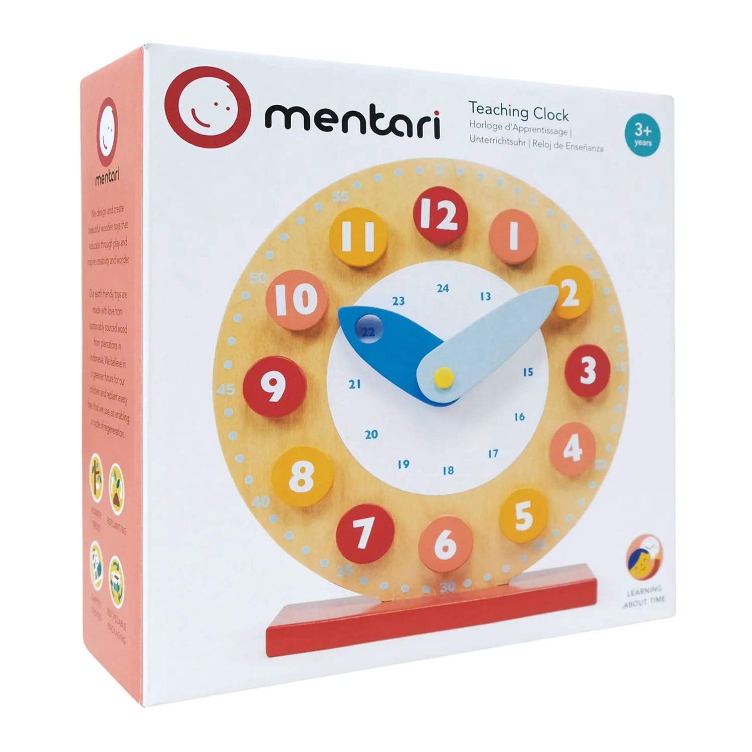 Mentari Wooden Teaching Clock Toy