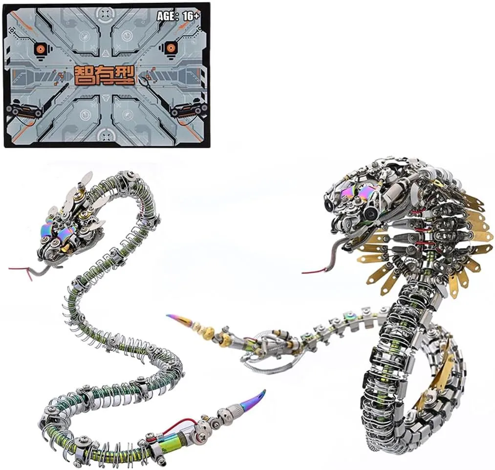 Metal Model Kit to Build$ 1500 PCS Steampunk Puzzle Snake grab clarity disintegrate pony automobile enthusiasm 3D Jigsaw Assembly Animal DIY Craft Toy Gift 3D Metal Puzzle for Adults$ Spiky Blue-Green and Viper Cobra Snake 