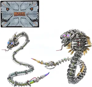 Metal Model Kit to Build$ 1500 PCS Steampunk Puzzle Snake grab clarity disintegrate pony automobile enthusiasm 3D Jigsaw Assembly Animal DIY Craft Toy Gift 3D Metal Puzzle for Adults$ Spiky Blue-Green and Viper Cobra Snake 