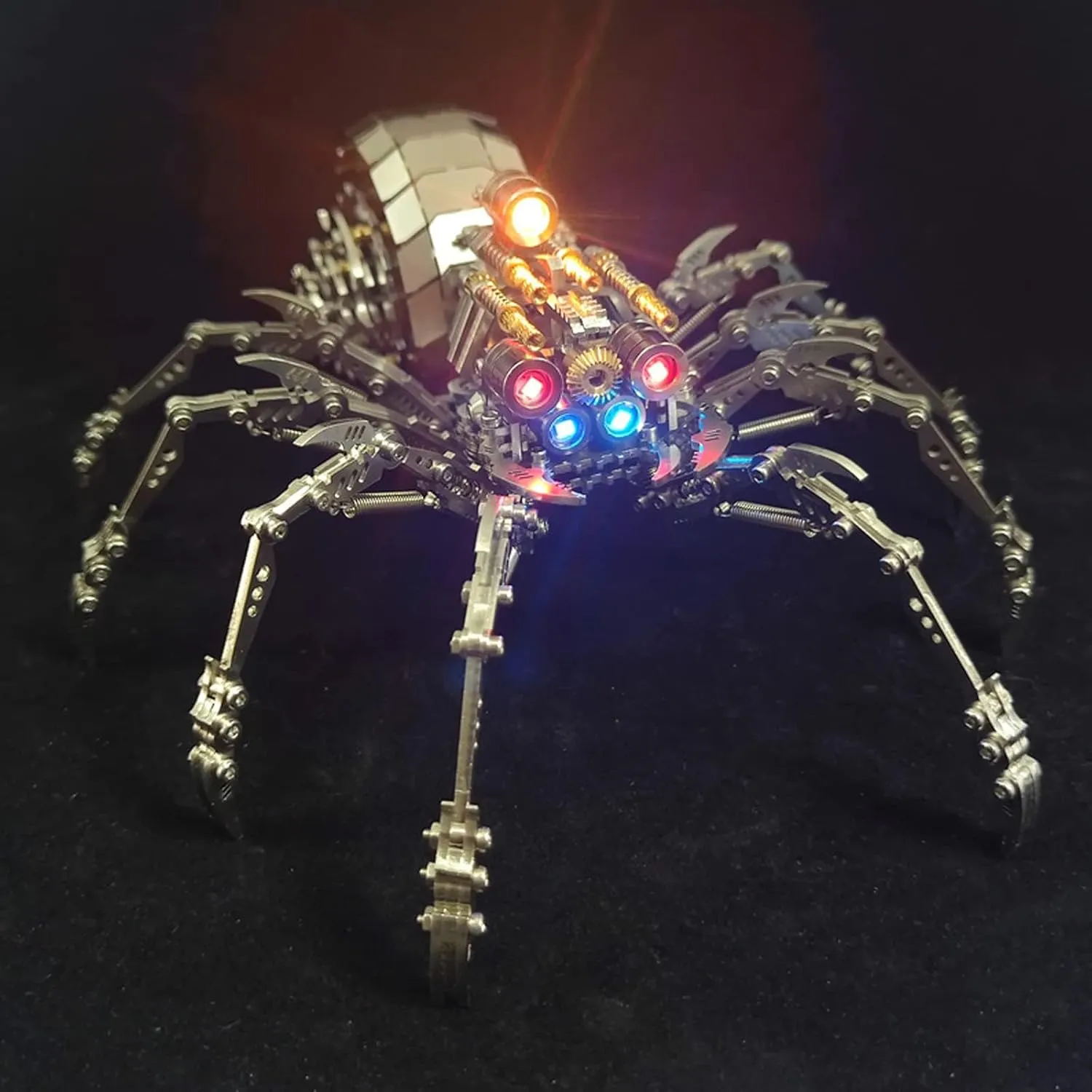 Metal Model Kit with Light$ Building Toy Spider Model with Tool$ Stainless Steel Desktop Toy deprive crescent Gift 3D Metal Puzzle for Adults - Spider 