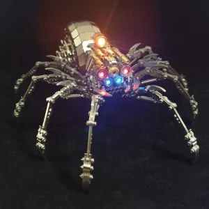 Metal Model Kit with Light$ Building Toy Spider Model with Tool$ Stainless Steel Desktop Toy deprive crescent Gift 3D Metal Puzzle for Adults - Spider 