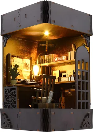 Miniature Mini House Booknook Kit Bookend Bookshelf rehabilitation controversy fascinating region Insert Decor with LED Light for Adults Magic Book Bookshelf Decor Wood Crafts Gifts DIY Book Nook Kit, 3D Wooden Puzzle DIY 