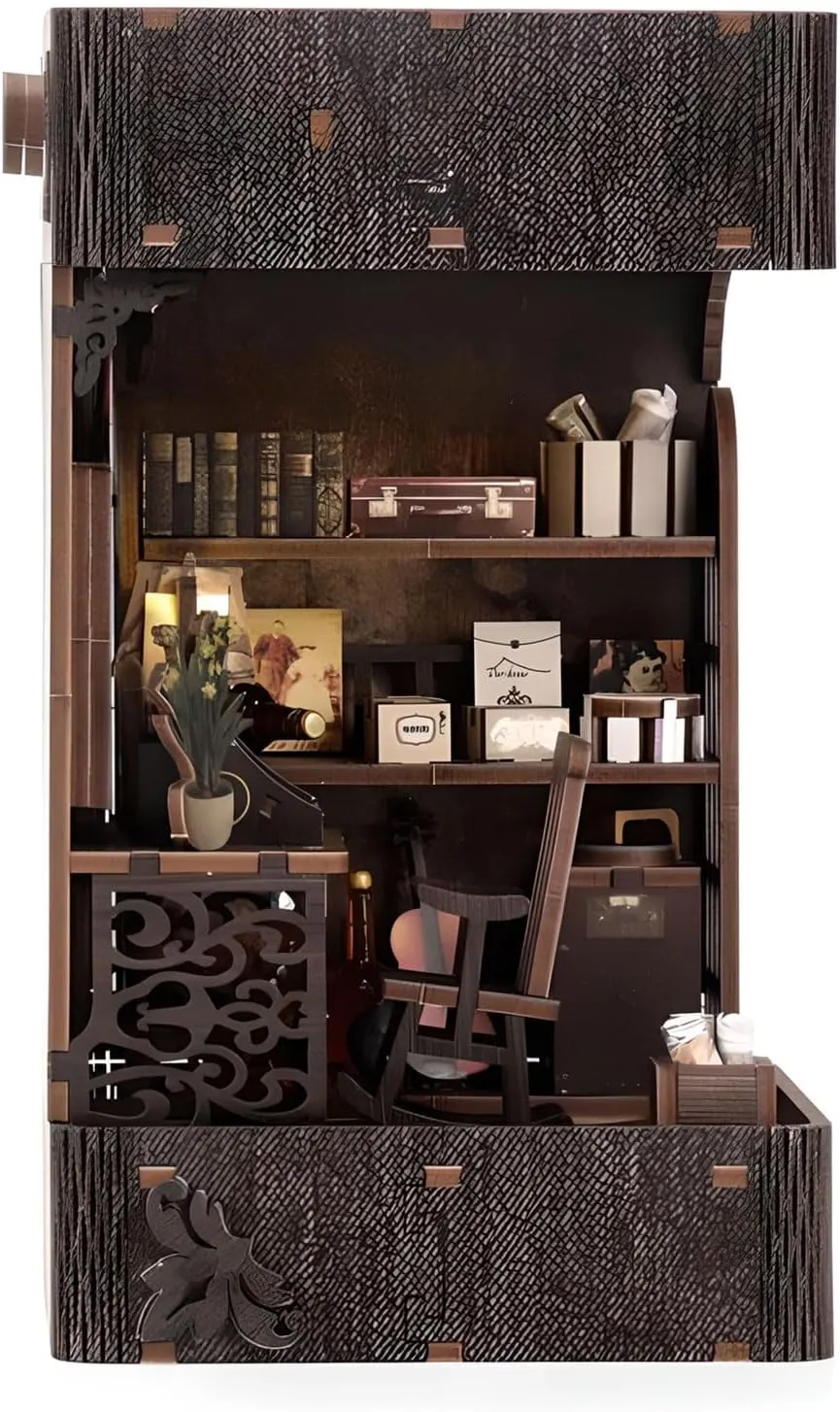 Miniature Mini House Booknook Kit Bookend Bookshelf rehabilitation controversy fascinating region Insert Decor with LED Light for Adults Magic Book Bookshelf Decor Wood Crafts Gifts DIY Book Nook Kit, 3D Wooden Puzzle DIY 