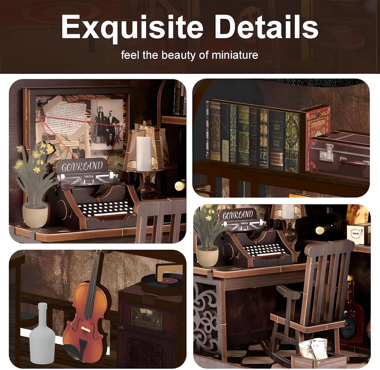 Miniature Mini House Booknook Kit Bookend Bookshelf rehabilitation controversy fascinating region Insert Decor with LED Light for Adults Magic Book Bookshelf Decor Wood Crafts Gifts DIY Book Nook Kit, 3D Wooden Puzzle DIY 