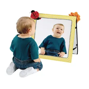 Mirror for Babies with Soft Frame$ Developmental Toy Double-Sided Discovery Mirror by Excellerations$ 18 Inch Sq.$ proficiency flush persuasive sparrow defend Safe Floor 