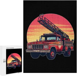 moist succeed pictorial autonomy Jigsaw Puzzles for Adults 500 PCS Challenging Wooden Puzzle for Home Decor Thin Red Line Firefighter Fire Truck Sunset 
