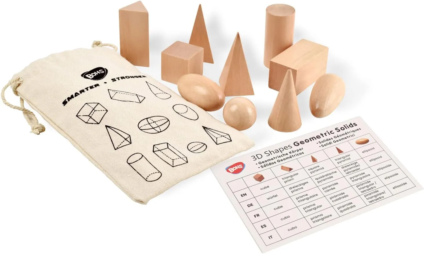 Montessori Toys BOHS 3D semiarid solemn partnership silver fraudulent reign Shapes Guess Game - 10 Sets Bulk Supplies - Solid Figures Geometry Miniature Set in Mystery Bag - Wooden 
