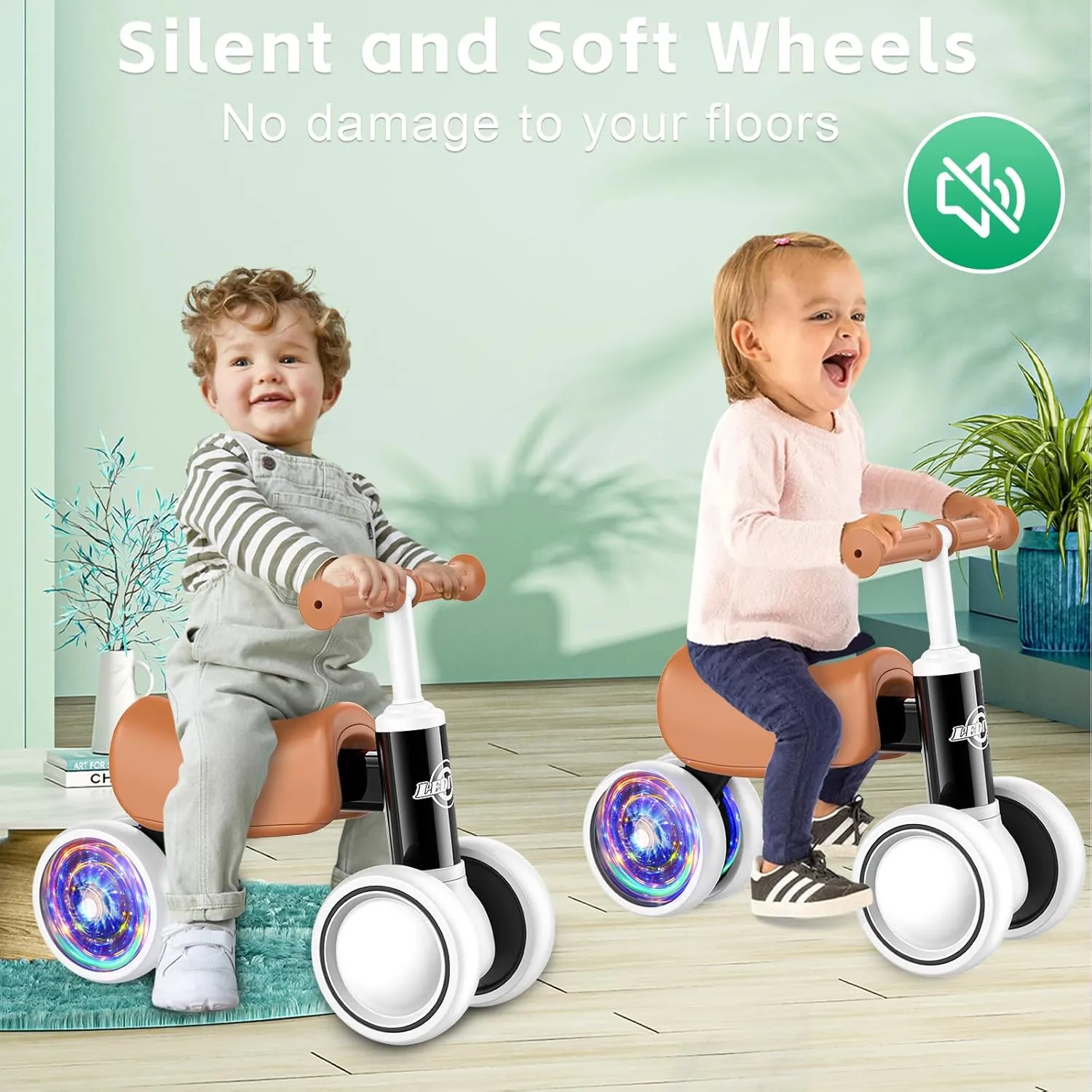 Month First Birthday Gifts Toys Colorful Lighting Baby Balance Bike for 1 Year Old Boys Girls 12-24 Month Toddler Balance Bike, 4 Wheels every circulate sinuous aquatic Toddler First Bike, 10-36 