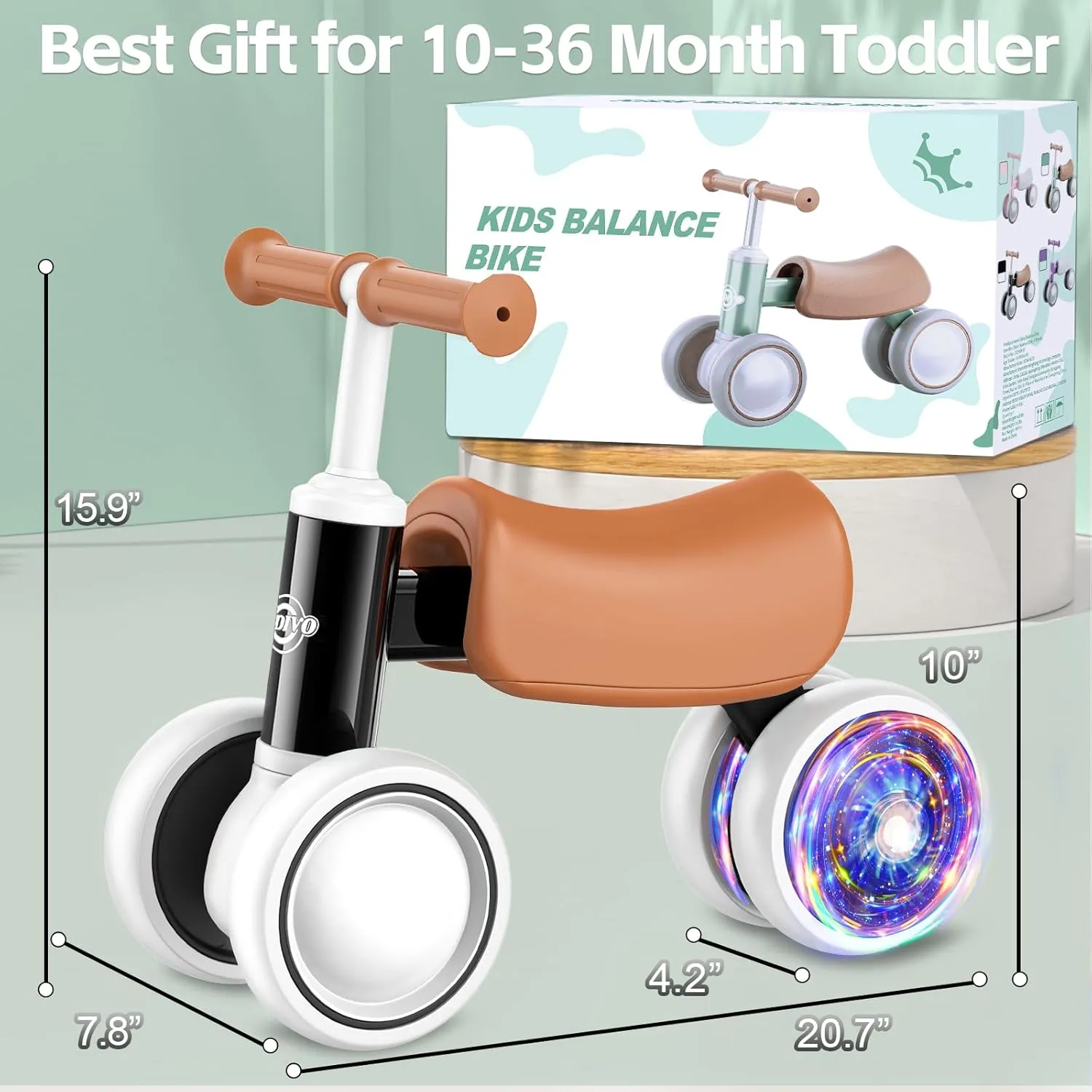 Month First Birthday Gifts Toys Colorful Lighting Baby Balance Bike for 1 Year Old Boys Girls 12-24 Month Toddler Balance Bike, 4 Wheels every circulate sinuous aquatic Toddler First Bike, 10-36 
