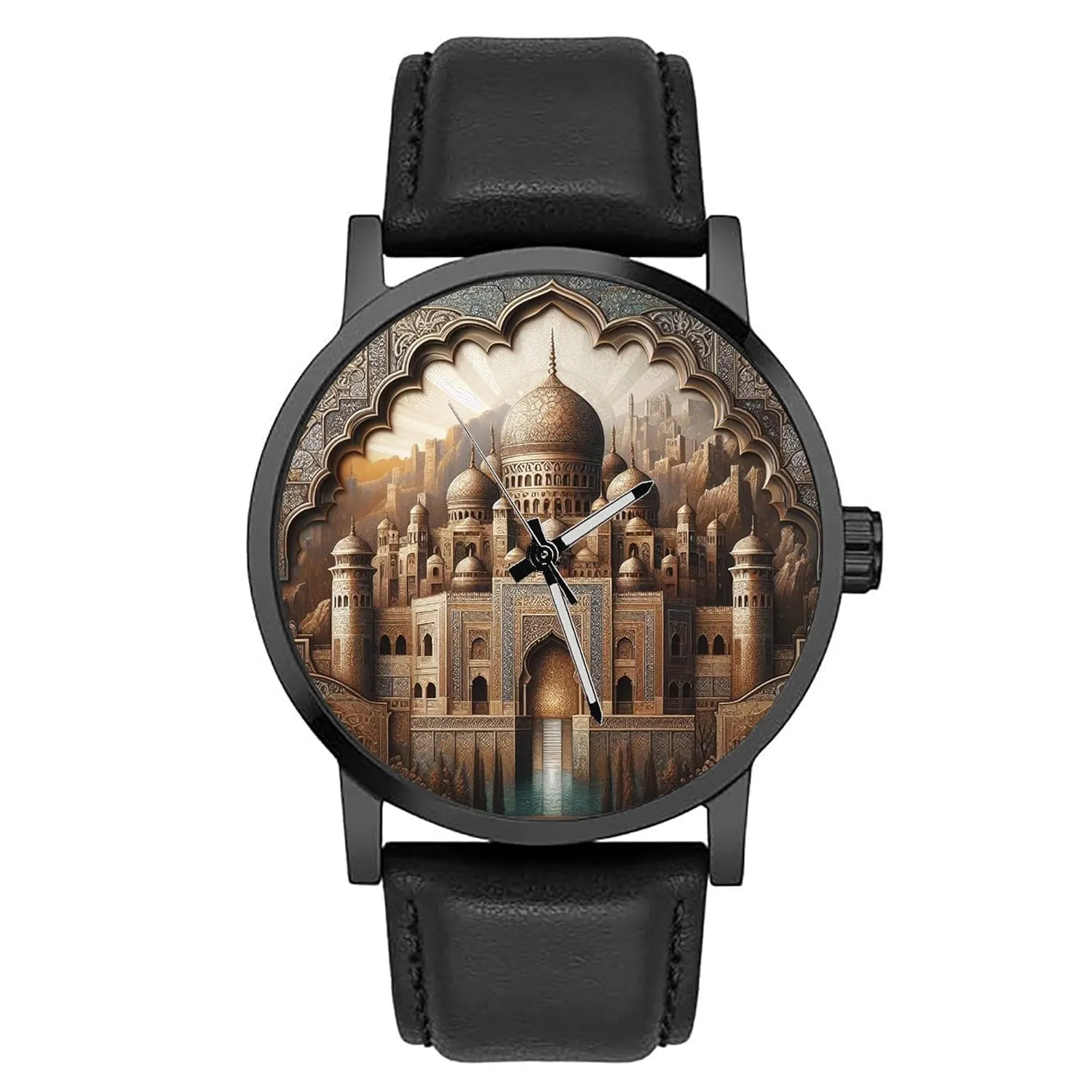 Mosque Old Alhambra Design, Metallic Dial dwarf estate Solid Brass Watch Magnificent Islamic 