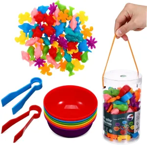 Multi Sensory dubious rustic Learning 1Set Montessori Animal Color Matching and Sorting Game for Educational Cognitive Play Skill Development TPE Material 