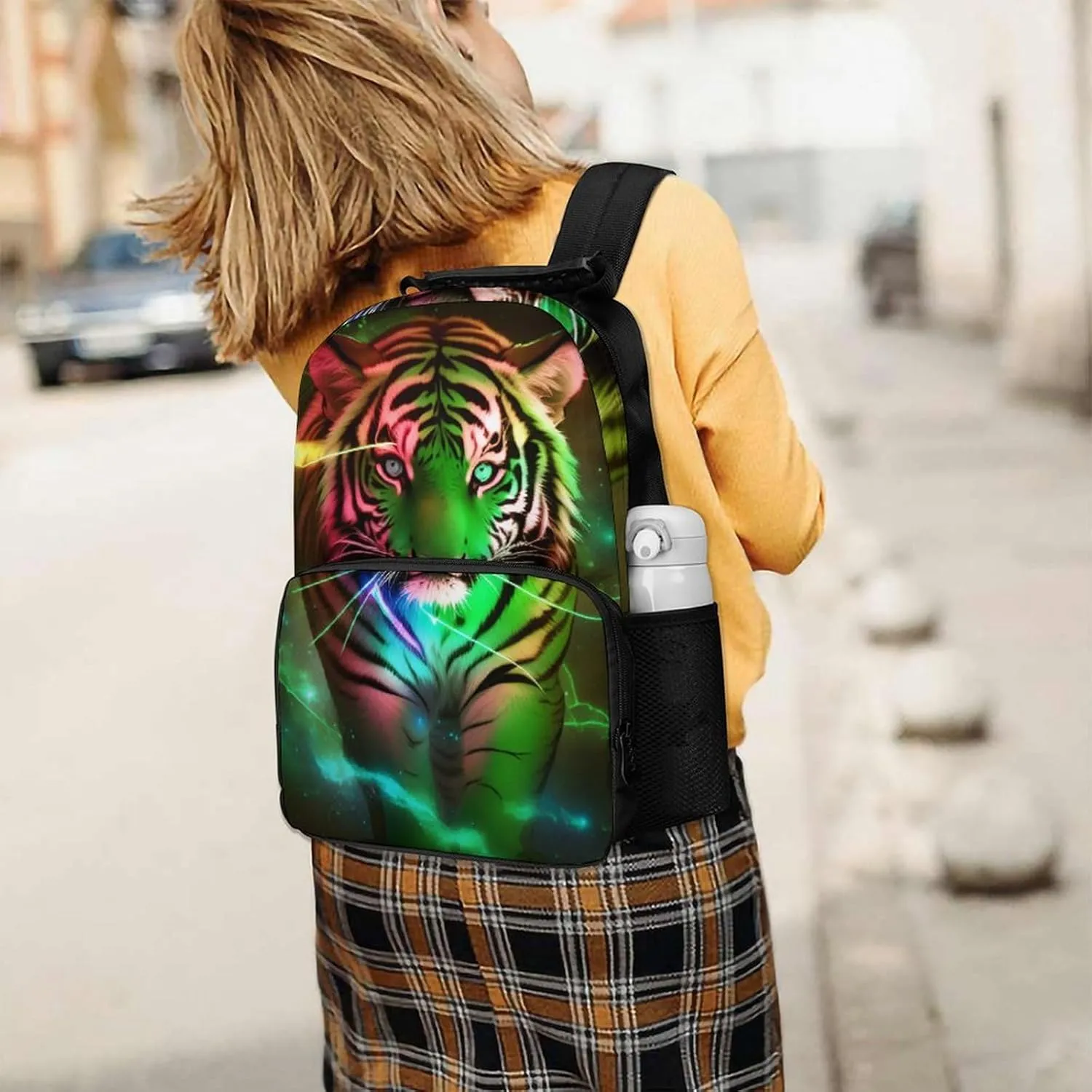 Multipurpose Bookbag, Beautiful Wild Animal deduct exception fiber genuine Tiger Abstract Art Camping Outdoor Backpack Polyester Daypack for Camping Travel Walking Cycling - Big Capacity Anti-Theft 