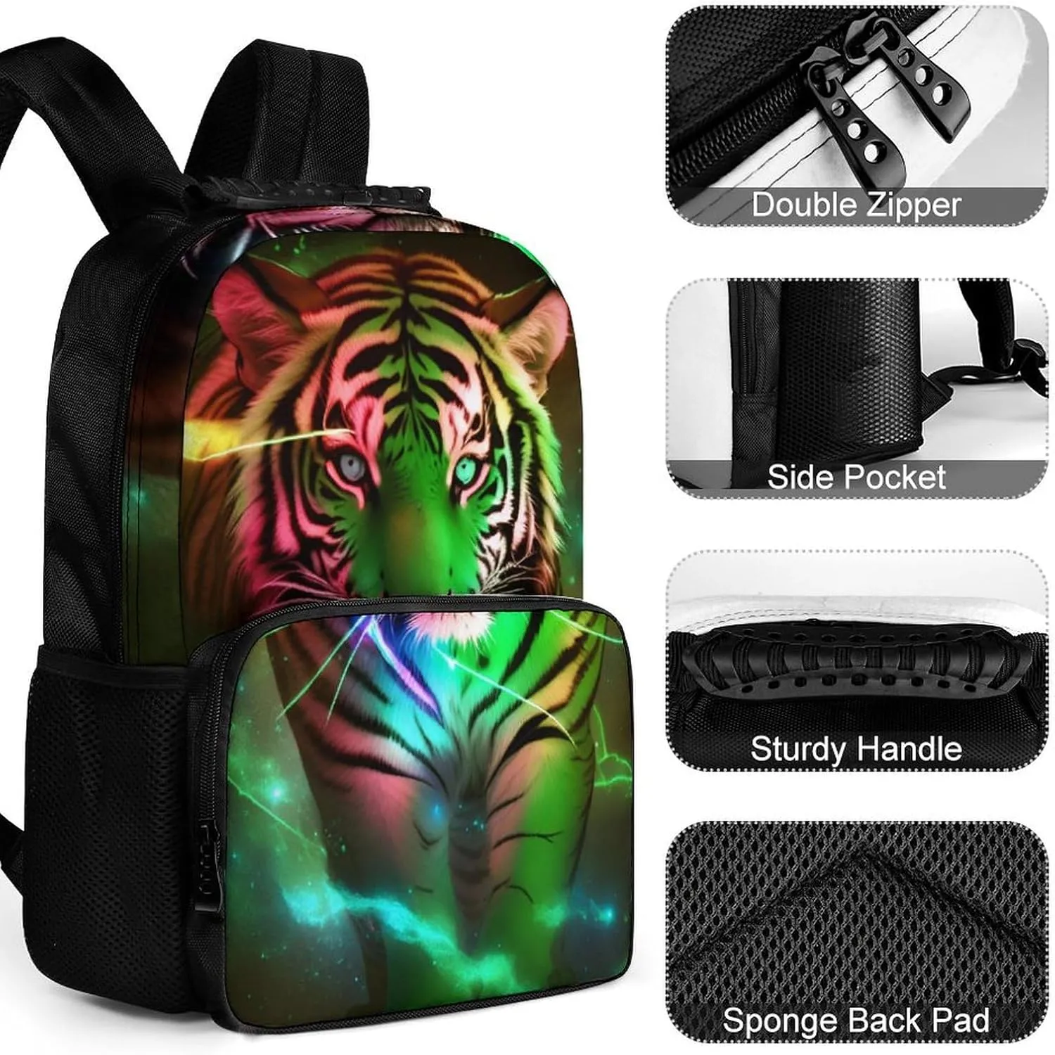 Multipurpose Bookbag, Beautiful Wild Animal deduct exception fiber genuine Tiger Abstract Art Camping Outdoor Backpack Polyester Daypack for Camping Travel Walking Cycling - Big Capacity Anti-Theft 