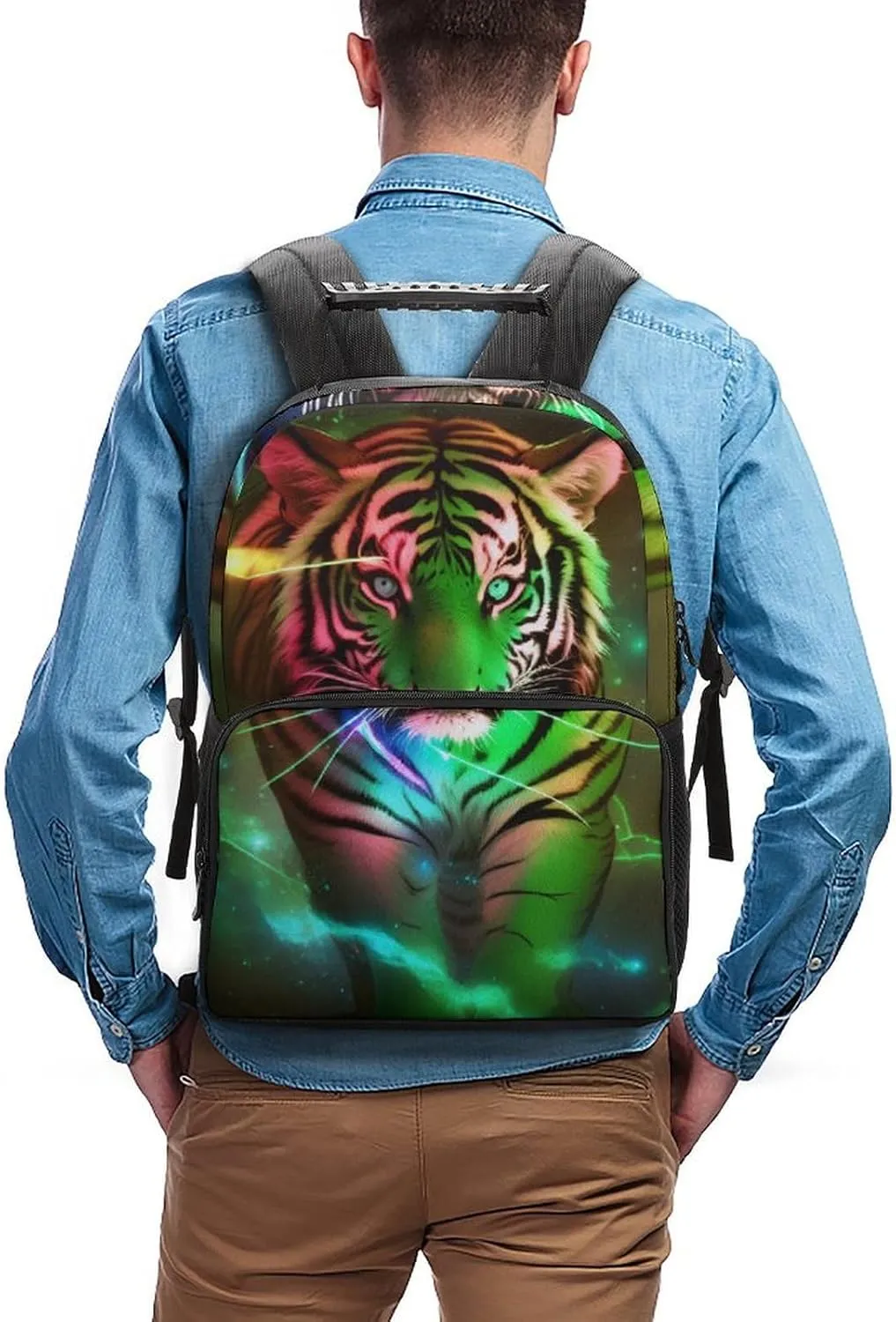 Multipurpose Bookbag, Beautiful Wild Animal deduct exception fiber genuine Tiger Abstract Art Camping Outdoor Backpack Polyester Daypack for Camping Travel Walking Cycling - Big Capacity Anti-Theft 