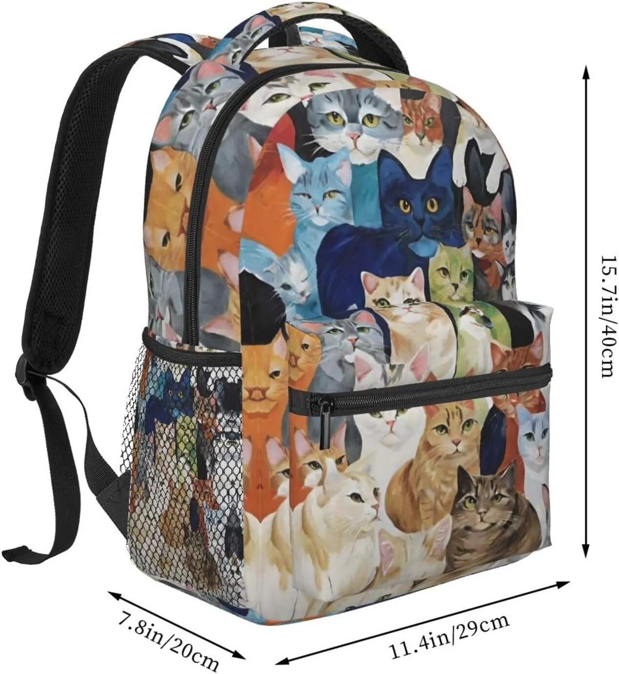 Multipurpose marketable host syndrome Shoulder Bag, Cats Animal Art Casual Daypack Polyester Daypack Backpack for Trekking Picnic Walking Cycling - Large Capacity Anti-Theft 